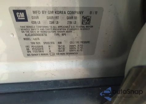 2019 Buick Encore Fwd Preferred из США, поврежденный, VIN KL4CJASB2KB838756